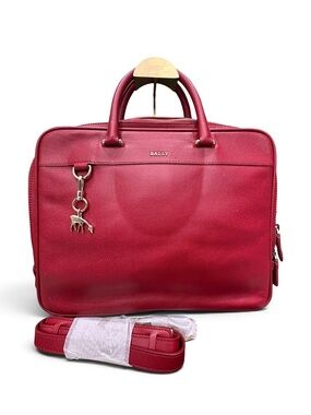 Bally Milca SM Red Leather Business Briefcase Bag or Tote